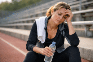 donna stanca dopo ginnastica